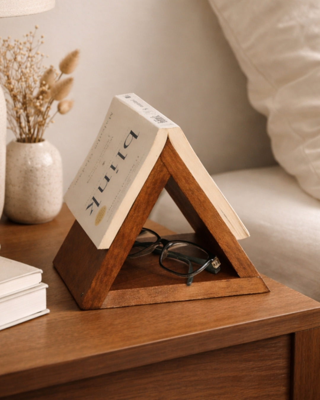 Ángulo - Soporte artesanal para libros y accesorios