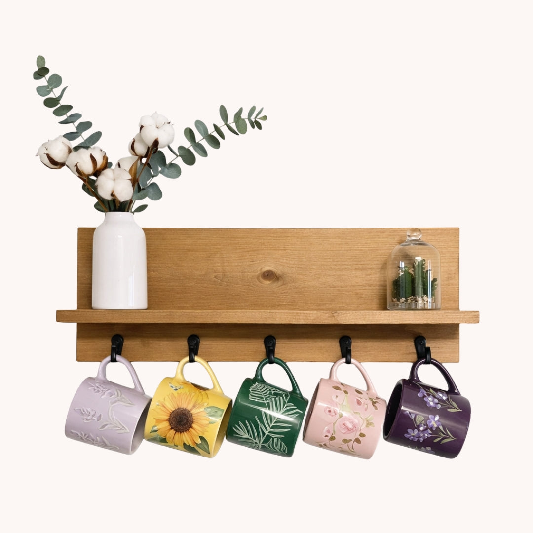 Pausa - Organizador artesanal de café y tazas