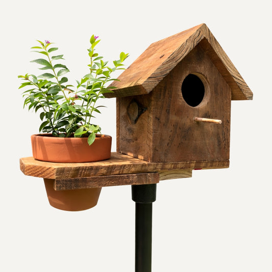 Hábitat - Refugio artesanal de madera para aves y plantas