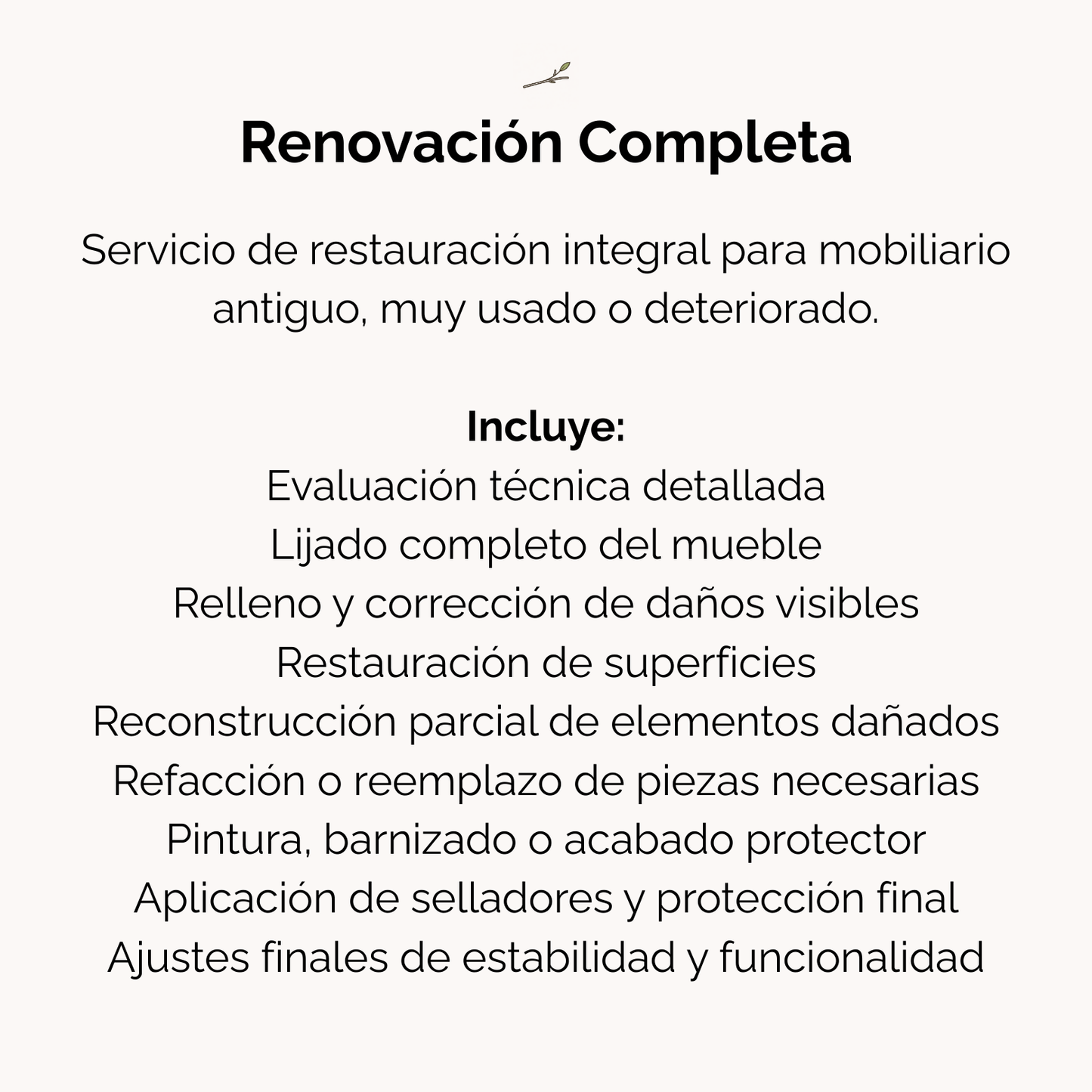 Renovación y mantenimiento artesanal de mobiliario en madera