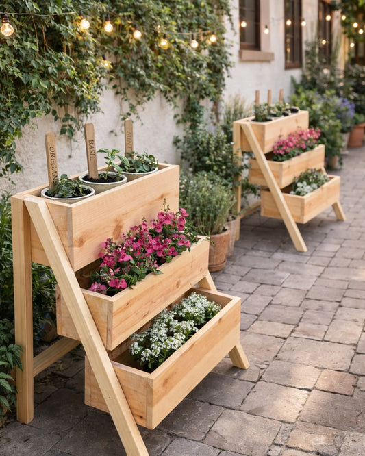 Terra - Jardinera vertical artesanal de madera natural