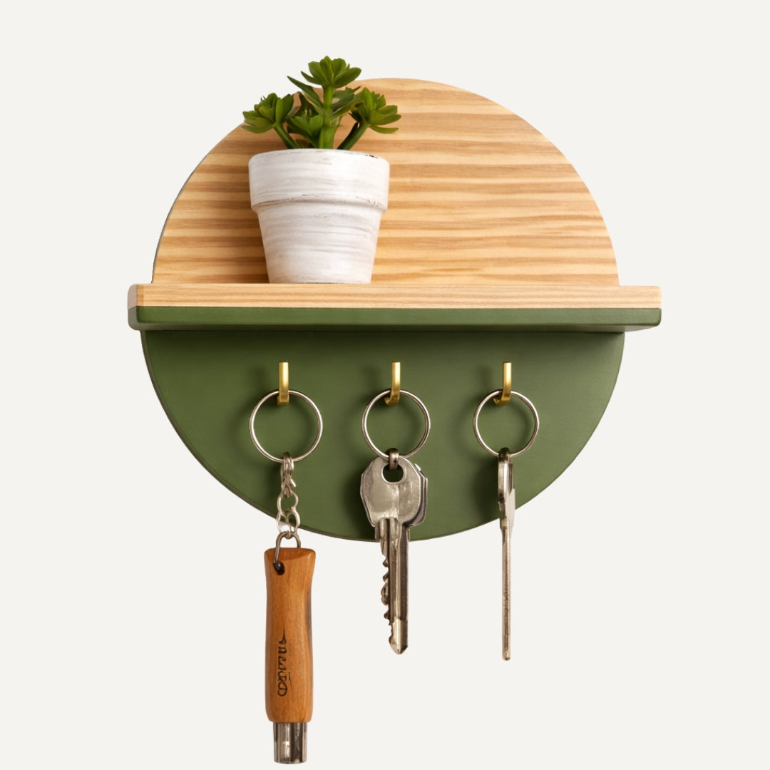 Origen - Organizador de pared artesanal con repisa para planta