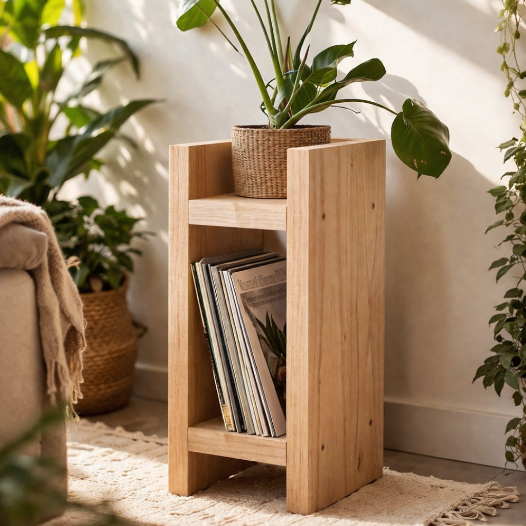 Brote - Mesa auxiliar artesanal con espacio para plantas