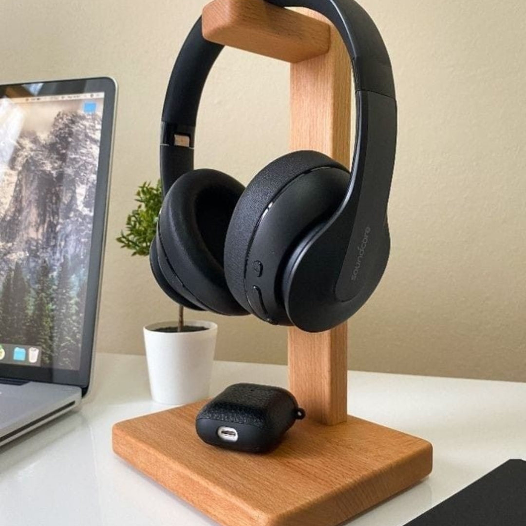 Soporte - Base artesanal para audífonos y accesorios