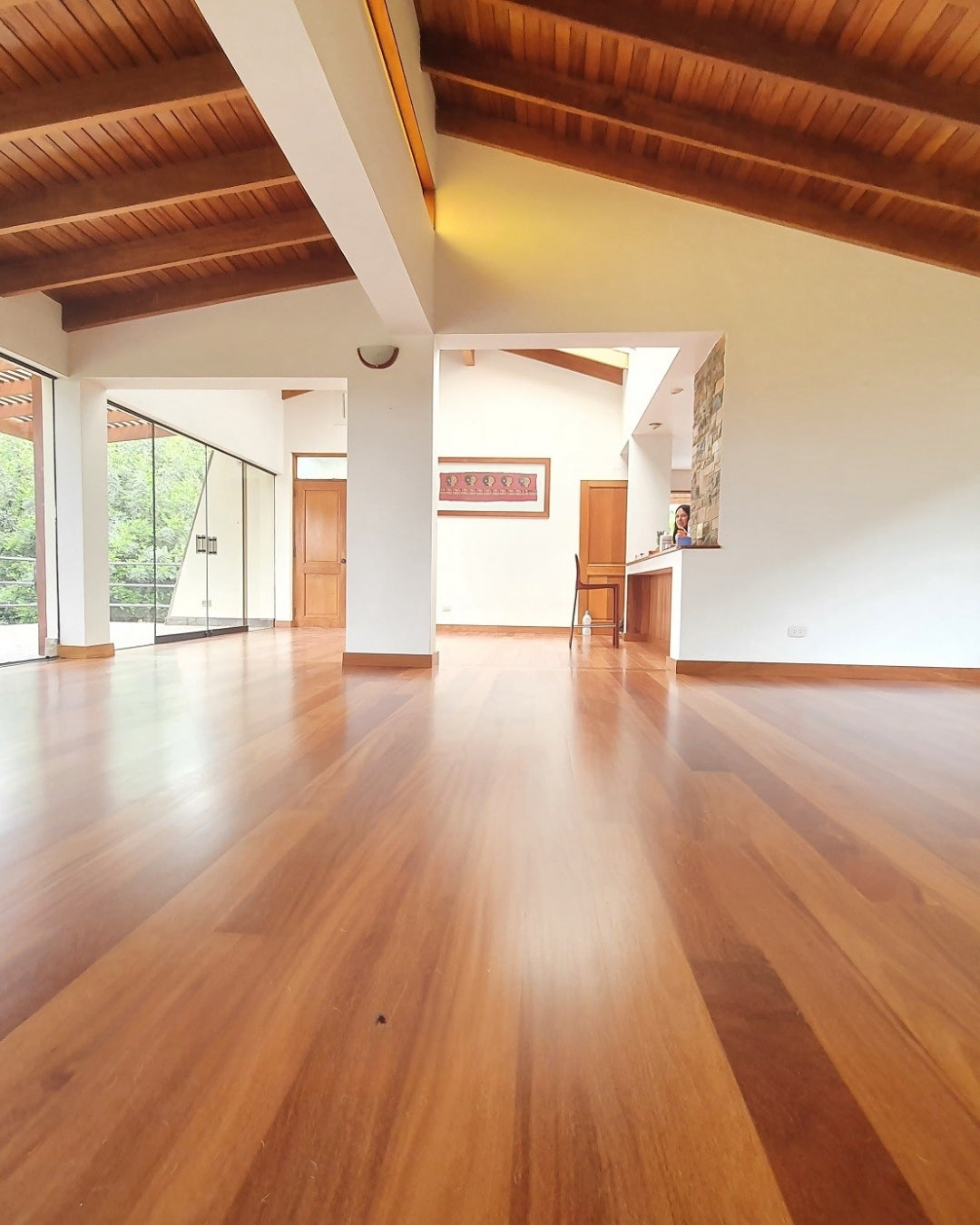 Handcrafted natural wood tongue and groove flooring in Panama