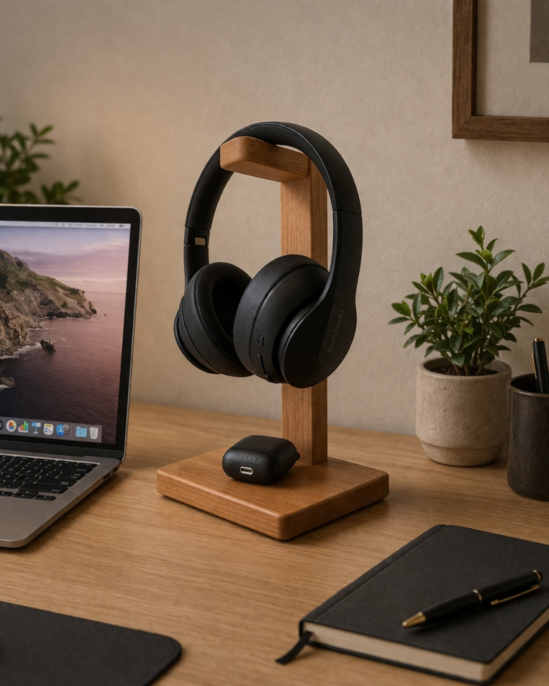 Soporte - Base artesanal para audífonos y accesorios