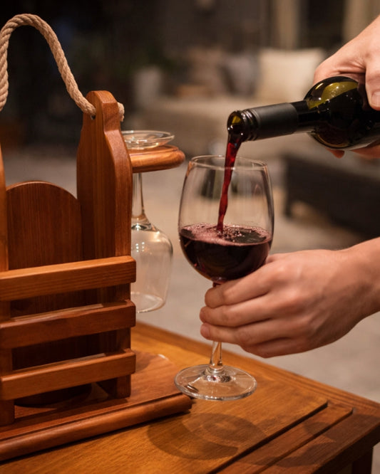 Cepa - Soporte artesanal para vino y copas