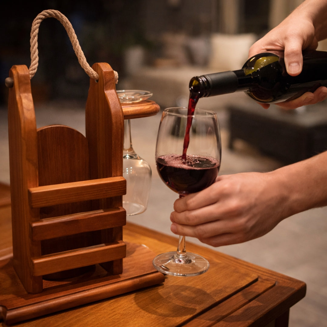 Cepa - Soporte artesanal para vino y copas