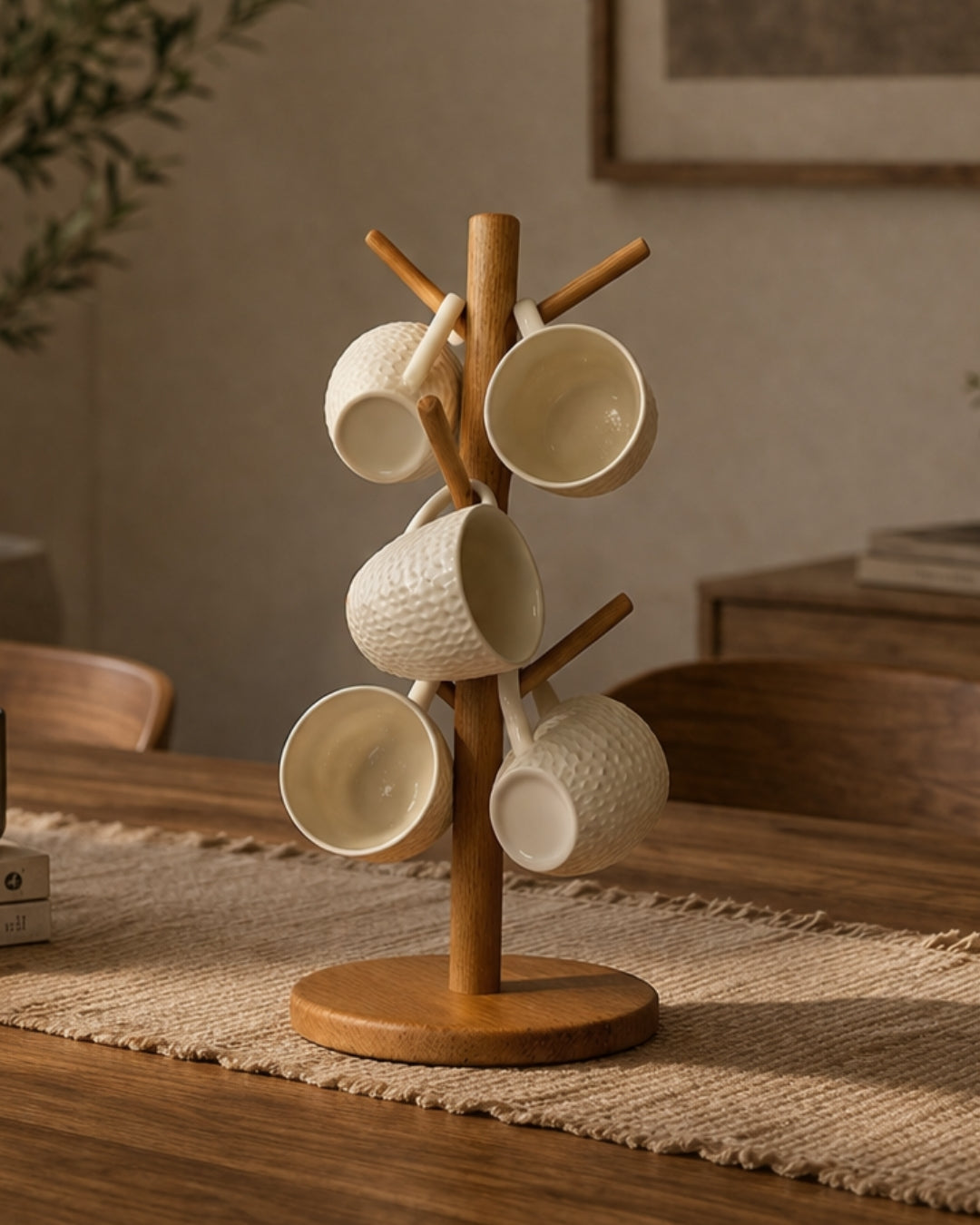 Rama - Soporte artesanal para tazas de madera natural