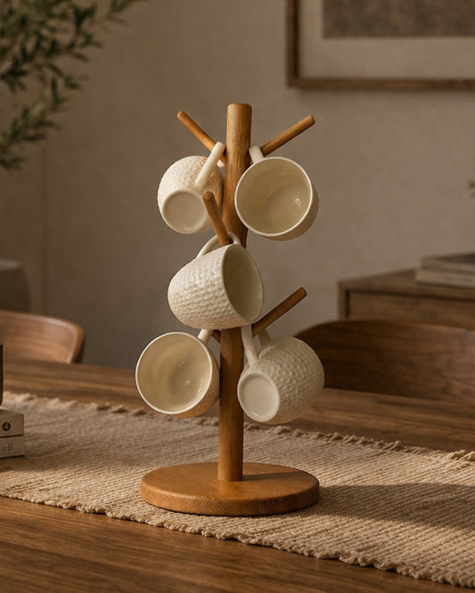 Rama - Soporte artesanal para tazas de madera natural